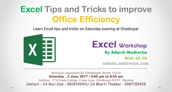 Excel Seminar by Adarsh Madrecha at Ghatkopar