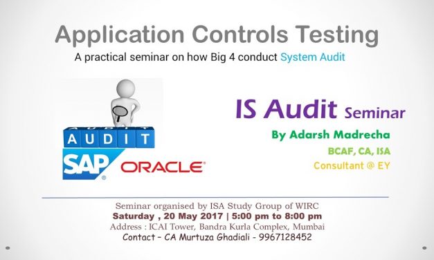 Seminar on Application Controls Testing at WIRC on 20th May