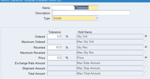 Invoice Tolerance in Oracle